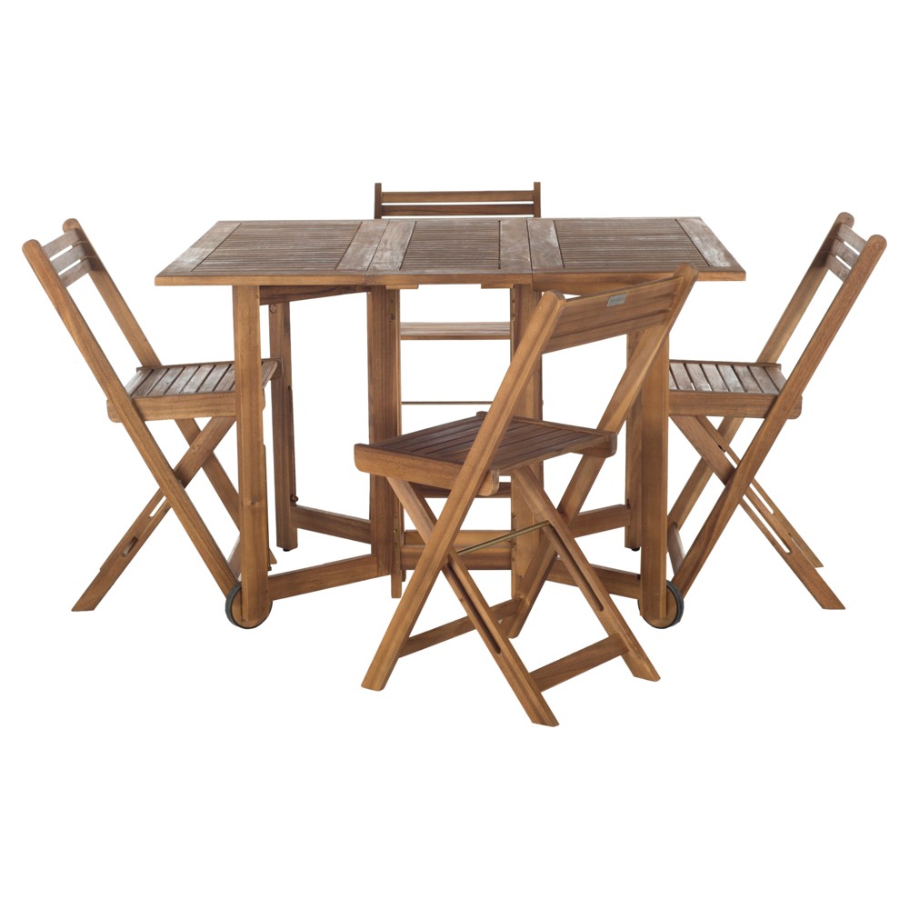 Arvin 5pc Patio Dining Set Teak Safavieh