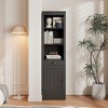 71" Tall Bookcase with Cabinet, 3 Tier Wood Open Bookcase with Adjustable Shelves, Large Display Storage Shelf, Standing Shelving Unit for Home - 2 of 4