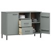 vidaXL Sideboard with Metal Legs Gray 44.5 in.x15.7 in.x30.3 in. Solid Wood OSLO - 3 of 4