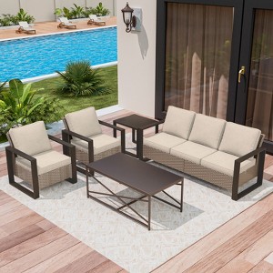 UPTIOT 5-Piece Outdoor Patio Conversation Set - 1 of 4