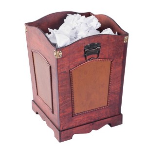 Vintiquewise Antique Wooden Waste Can - Bin with Handle - 1 of 4