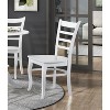 TinyHomie White Finish 3pc Set Round Table and Two Chairs Set Wooden Ladder-Back Casual Farmhouse Style Kitchen Dining Room Furniture - 3 of 4