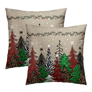 Christmas Xmas Tree Pillow Covers Brown Throw Pillow Winter Snowflake - 1 of 3