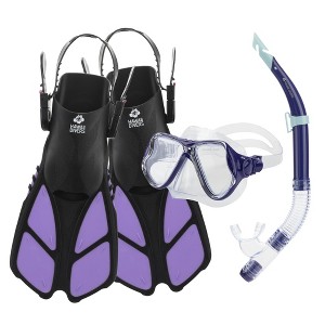 Hawaii Divers Adult Snorkel Set Manta Ray - Purple - Size S/M - 1 of 4
