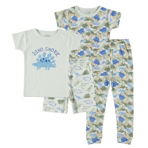 Chick Pea Baby Boy Toddler and Infant Pajama Sleeper Matching Set Shorts and Long 4 PC Set Dinosaur Blue Size 18M - 1 of 2