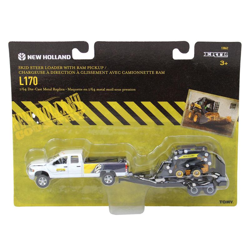ERTL 1/64th Dodge Pickup with Trailer and New Holland L170 Skid Steer ERT13862, 4 of 5