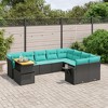 vidaXL 10 Piece Patio Sofa Set with Cushions Black Poly Rattan - 2 of 4