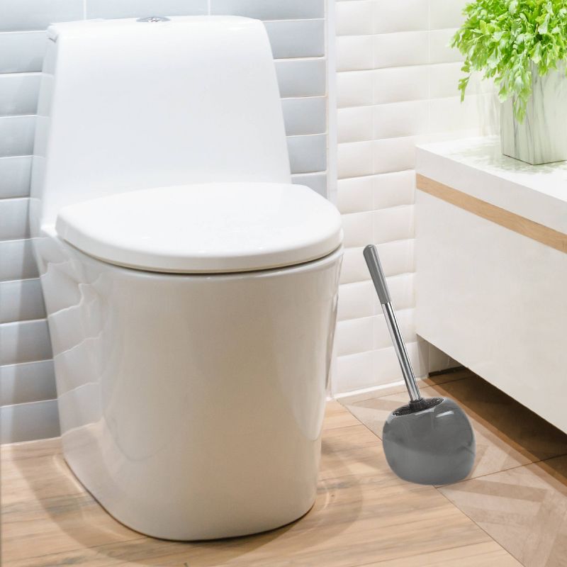 Ceramic Dome Toilet Brush and Holder Gray - Bath Bliss, 3 of 6