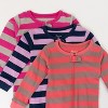 Leveret Girls Cotton Baby Footed Pajamas – 3 Pack – Classic Girl Stripes Sleepers - 2 of 4