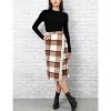 Women's Plaid Wool Midi Skirt - Fringed A-Line Wrap Style for Fall & Winter Brown - 4 of 4