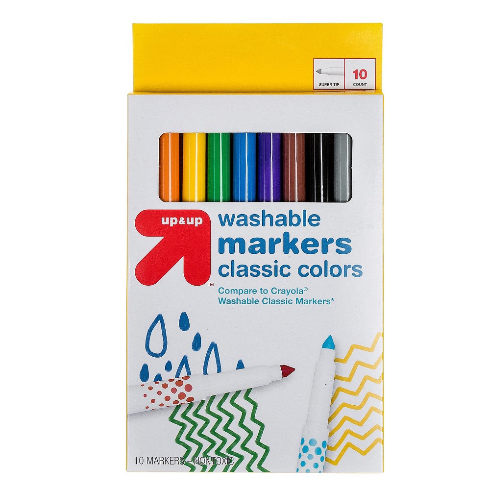 10ct Fine Tip Washable Markers Classic Colors - Up&Up was $3.29 now $0.65 (80.0% off)