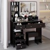 Gulches Luxury Black Vanity Tables Set with LED Mirror & Power Station - 3 of 4