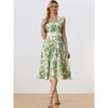 Allegra K Women's Regular Fit V Neck Lace Insert Waist Midi Floral Sundresses - 3 of 4