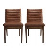 Upholstered Dining Chair Set of 2 with Mid-Century Modern Channel Back & Solid Wood Legs for Dining Room Kitchen-Baofuwish - 2 of 4