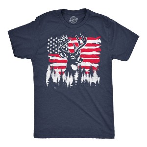 Mens Funny T Shirts USA Buck Sarcastic Fourth Of July Deer Graphic Novelty Tee For Men - Crazy Dog Men's T Shirt For Fourth Of July - 1 of 4