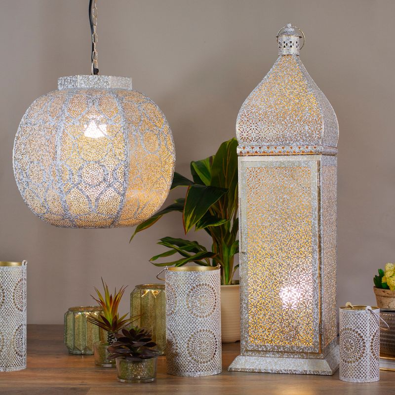 Northlight 30.5" White and Gold Moroccan Style Lantern Floor Lamp, 2 of 5