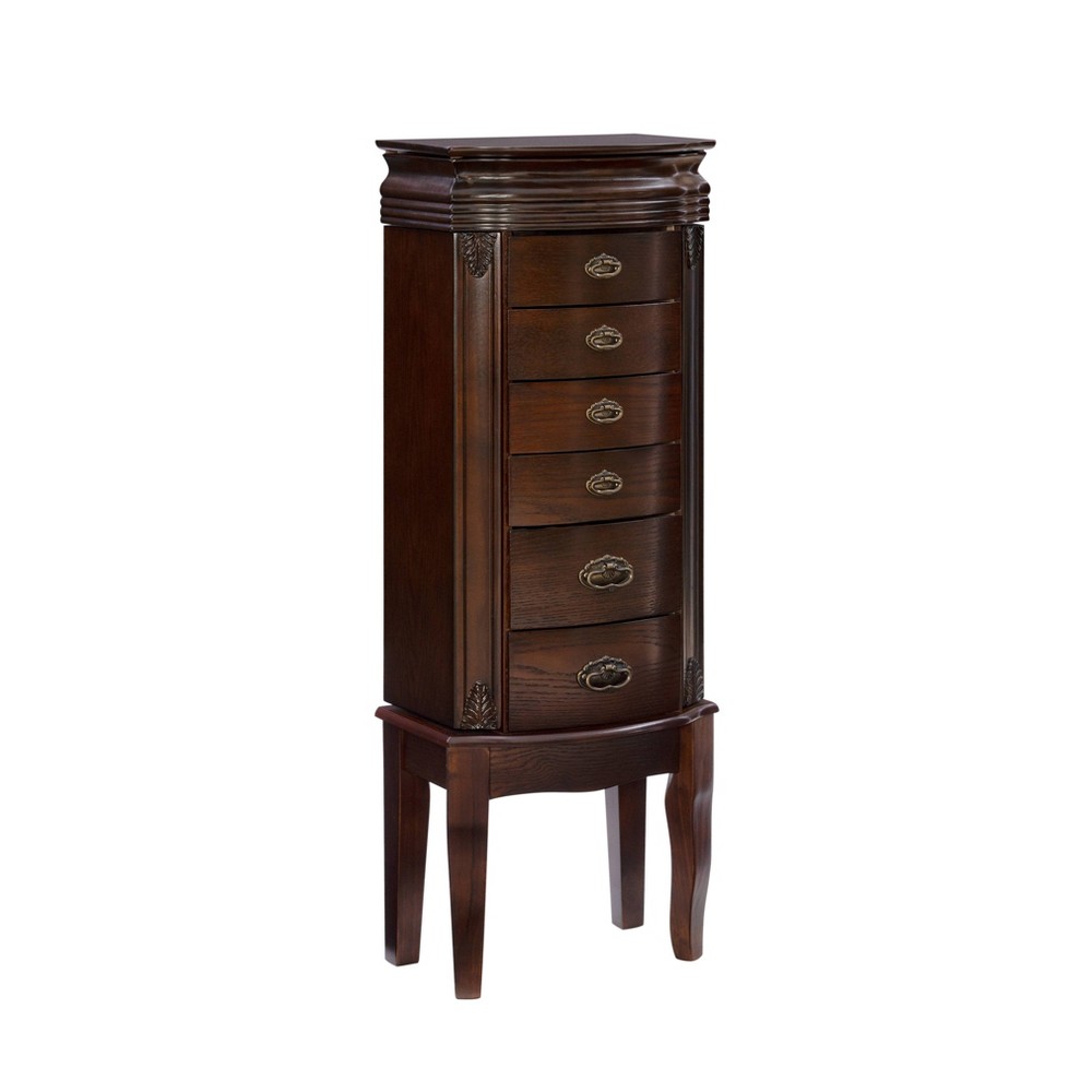 Photos - Wardrobe Verona Traditional Wood 6 Lined drawer Top Lift Side Open Jewelry Armoire