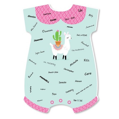 Big Dot of Happiness Whole Llama Fun - Baby Bodysuit Guest Book Sign - Llama Fiesta Baby Shower Guestbook Alternative - Signature Mat