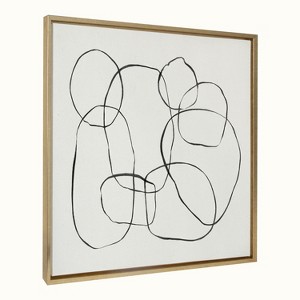 Kate and Laurel Sylvie Dancing Circles Framed Canvas by Teju Reval of SnazzyHues, 30x30, Bright Gold - 1 of 4
