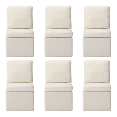 WestinTrends Soho Modern Upholstered Chenille Armless Dining Chairs With Casters (Set of 6)