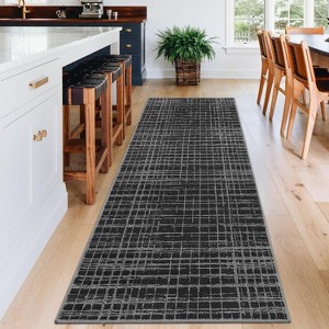 Washable Modern Striped Area Rug with Non-Slip Backing, Stain Resistant, Low Pile Soft Touch Carpet, Folding Floor Cover for Bedroom and Apartment. - 1 of 4