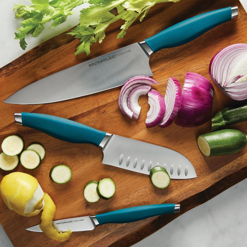 Rachael Ray 3pc Stainless Steel Chef Knife Set Teal, 2 of 7