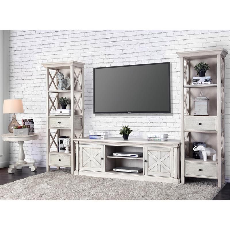 Vallie Cottage Wood 72-inch TV Stand in Antique White - Furniture of America, 3 of 7