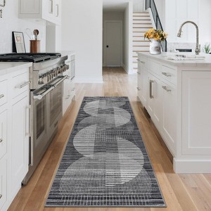 Washable Area Rug - Modern Geometric Soft Non-Slip Carpet Contemporary Ultra Thin Floor Cover for Living Room Bedroom Dining Room Kitchen - 1 of 4