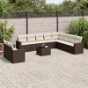 vidaXL Patio Sofa Set with Cushions Outdoor Furniture 11 Piece Poly Rattan - Brown and Cream With Table - 2 of 4