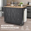 VEVOR Kitchen Island Cart, 56" Wood Top Mobile Carts with Storage Cabinet, Rolling Table with Drop Leaf, Spice Rack, Towel Bar, Adjustable Shelf - 3 of 4