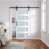 SMARTSTANDARD 80 in. & 84 in. White Glass Barn Door with Sliding Door Hardware Kit & Handle - Predrilled Ready to Assemble, 5-Lite Frosted Glass - 3 of 4