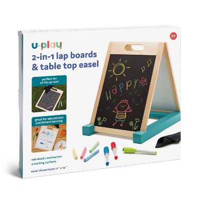 U Brands Uplay 2-in-1 Lap Boards & Table Top Easel with Markers, Chalk, and Eraser