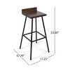 GDFStudio Tennyson Outdoor Industrial Acacia Wood and Iron 30 Inch Barstools (Set of 2) - 3 of 4