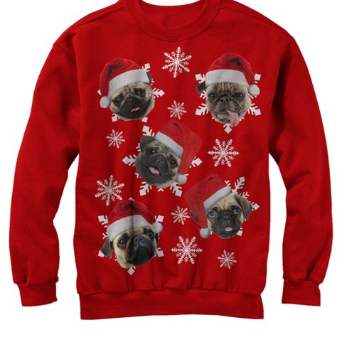 Women s Lost Gods Ugly Christmas Pug Snowflakes Sweatshirt Target