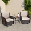 Outdoor Swivel Wicker Glider Patio Chairs with Table Set, 3 Pieces Outdoor Bistro Set with 4”Thick Cushions and Coffee Table for Porch,Deck - 2 of 4