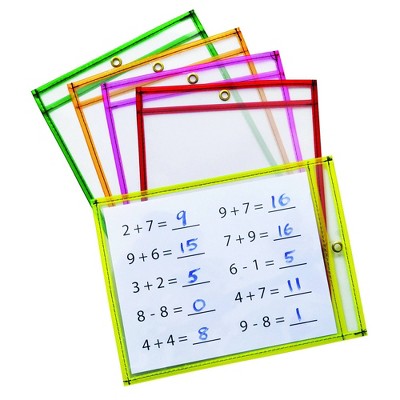 10ct 9" x 12" Dry Erase Pockets Neon - Pacon
