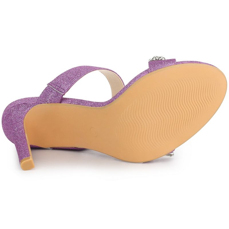 Allegra K Women's Glitter Rhinestone Stiletto Heels Sandals, 6 of 8