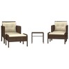 vidaXL 5 Piece Patio Lounge Set with Cushions Brown Poly Rattan - 2 of 4