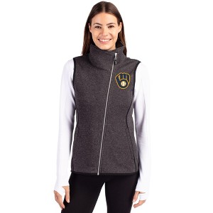Milwaukee Brewers Cutter & Buck Mainsail Sweater Knit Womens Asymmetrical Vest - 1 of 1