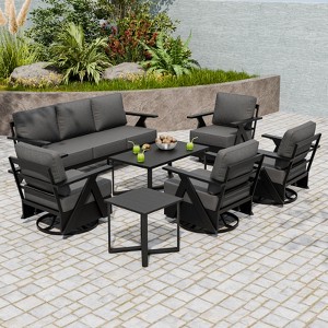 EAGLE PEAK Urban Slate 7 Piece Modern Outdoor Patio Furniture Set, Couch, Patio Chairs, Coffee Table, and Side Table - 1 of 4