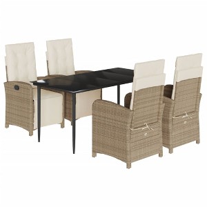 vidaXL Garden Dining Set Beige, Black, Cream white - 1 of 4