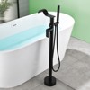 Cobbe Floor Standing Bathtub Faucet with Waterfall Swivel Spout and Handheld Shower Single Handle Freestanding Bathtub Fill Faucet Matte Black - 2 of 4