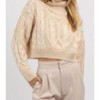 Women's CABLEKNIT TURTLENECK CROP SWEATER - Fore - 3 of 4