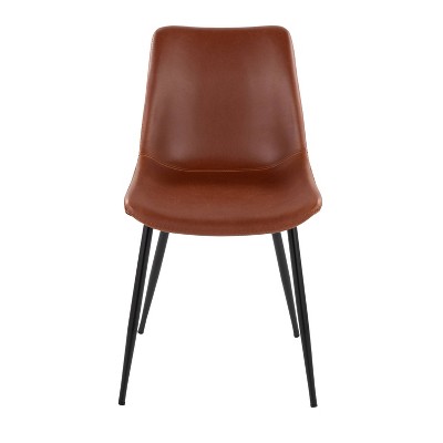 Durango Dark Brown Faux Leather Side Chair with Metal Legs, Set of 2