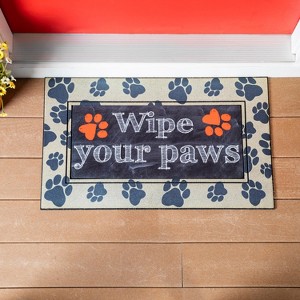 Evergreen Paw Print Flocked Sassafras Indoor Outdoor Switch Doormat Tray - 1 of 3