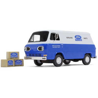 1960's Ford Econoline Van Blue with Three Boxes Ford Tractor Parts & Service 1/25 Diecast Model Car by First Gear