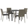 vidaXL Patio Dining Set Outdoor Rattan Wicker Table and Chair Set for Porch - Gray 5 Piece with Cushions, 31.5" Table - 3 of 4