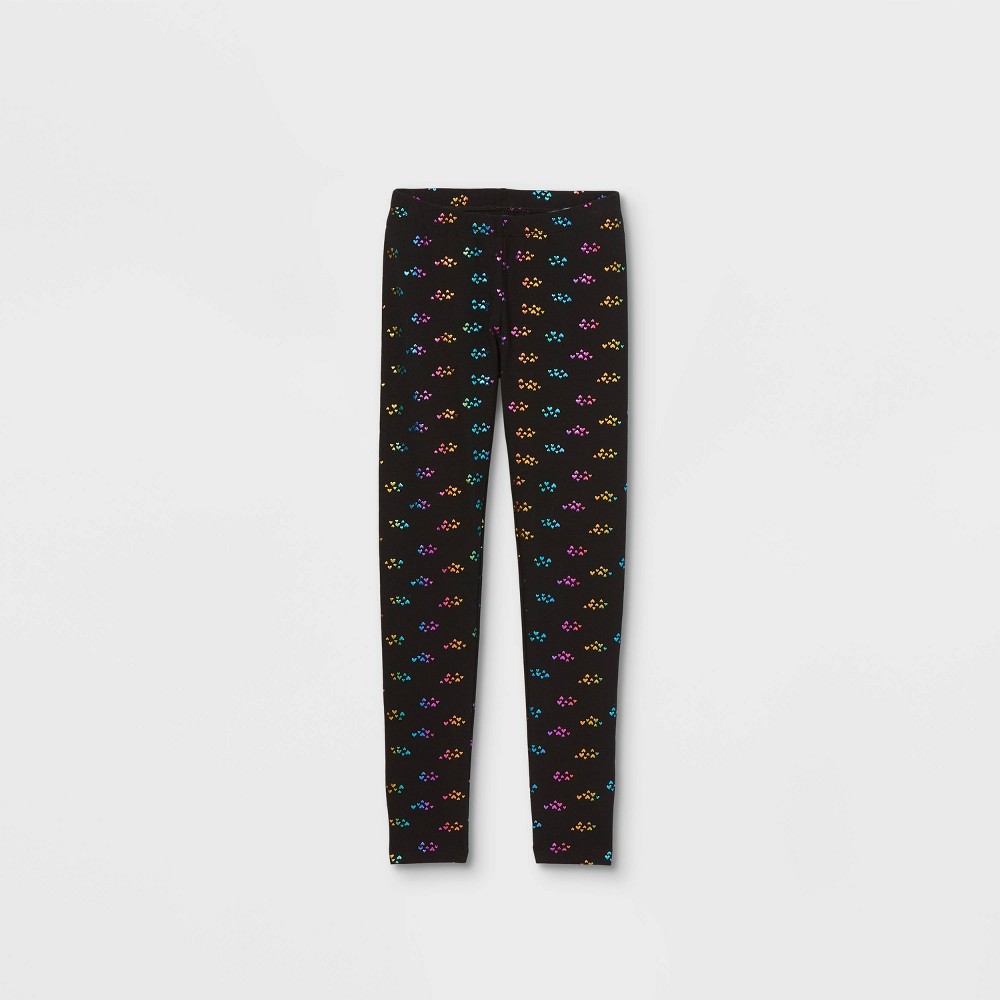 Girls' Heart Leggings - Cat & Jack Black XS