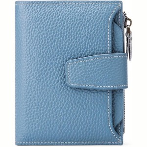 Wikineon Small Women Wallet Genuine Leather RFID Blocking Bifold Zipper Pocket Card Holder with ID Window - 1 of 4