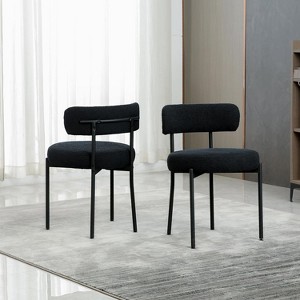 DYHOME Boucle Dining Chairs Set of 2, Mid Century Modern Kitchen Chairs with Curved Backrest and Metal Legs - 1 of 4